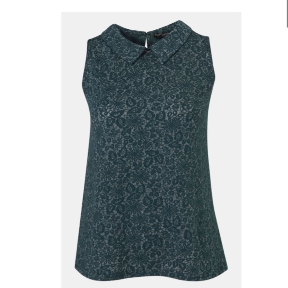 🟥SOLD🟥-Topshop Petite Collared Lace Pattern Tank